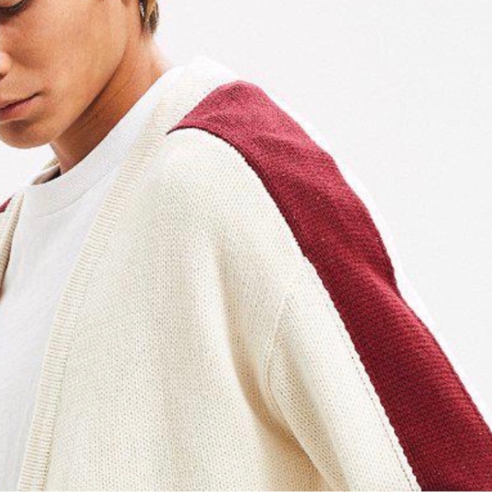 Urban Outfitters Cream and Burgundy Lettermen’s Button down Cardigan - Picture 13 of 15